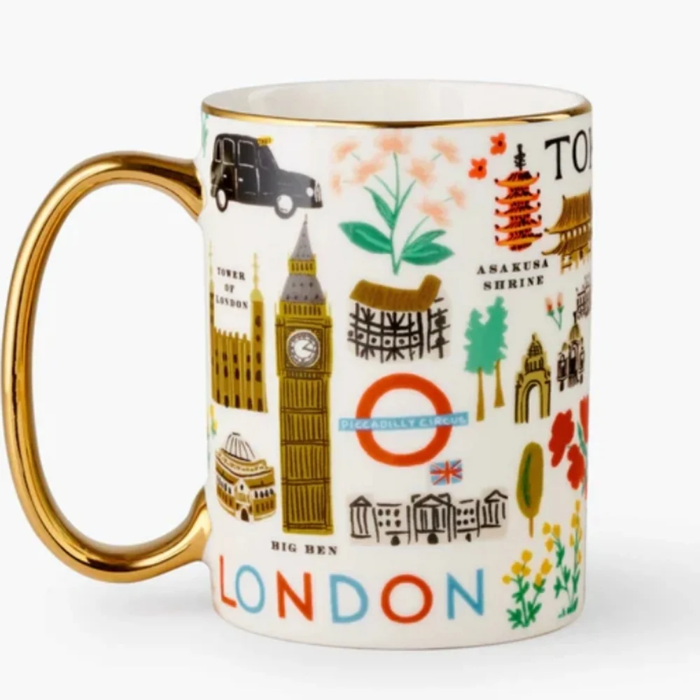 Rifle Paper Co. Bon Voyage Mug Travel Paris London Tokyo NY - Picture 2 of 9